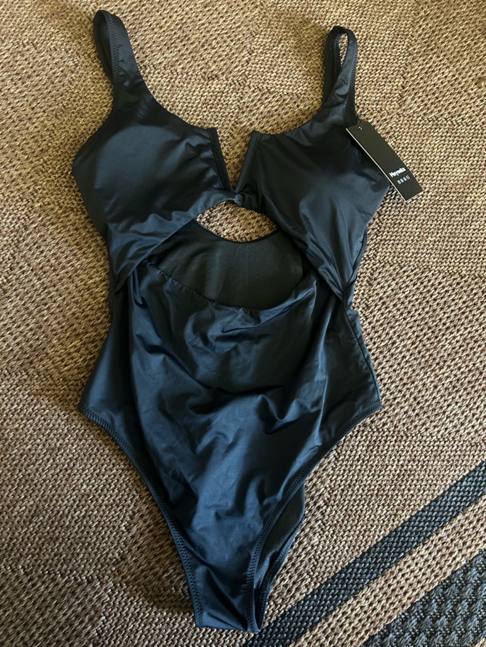 Women's Black Cutout One-Piece Swim Suit